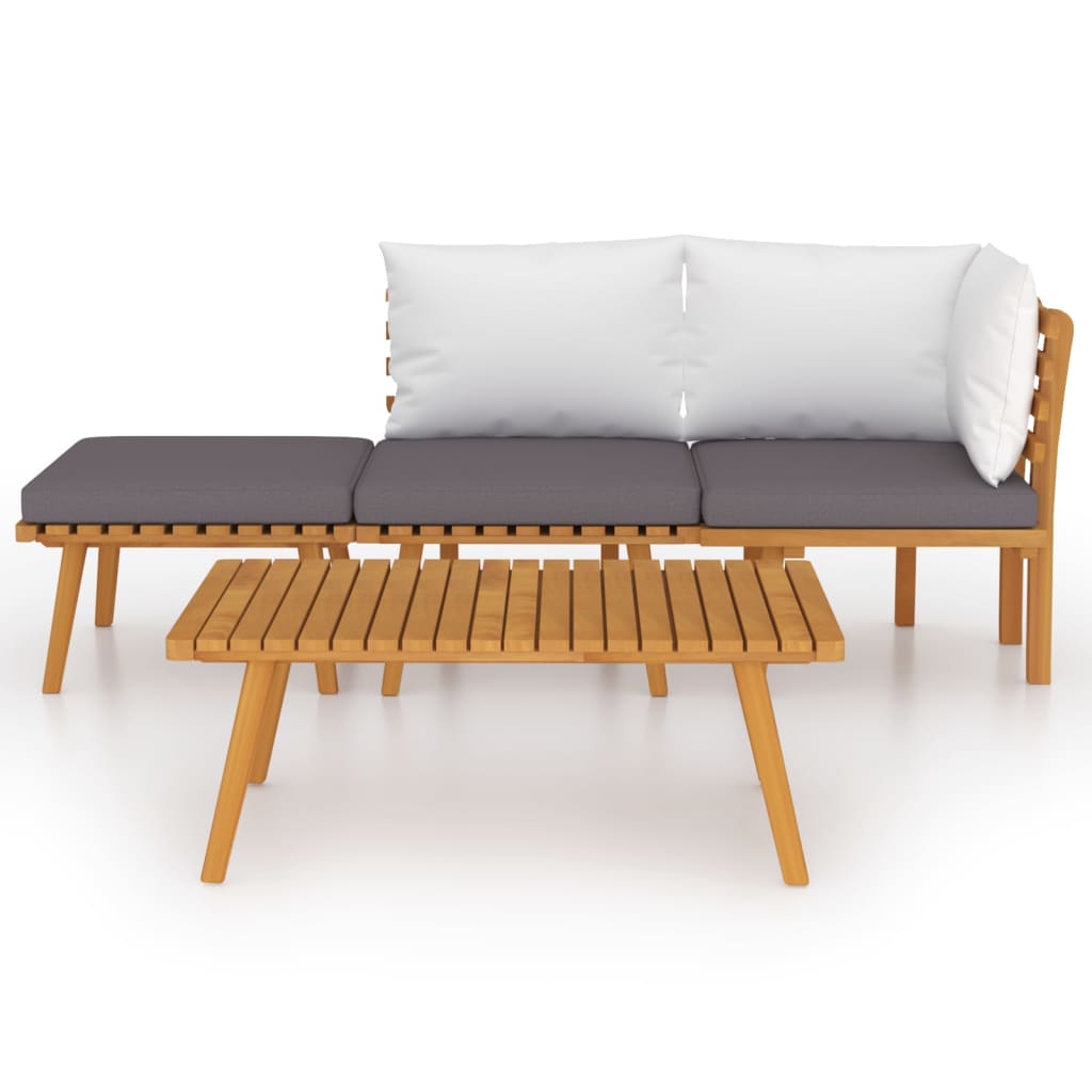 4 Piece Garden Lounge Set with Cushions Solid Acacia Wood