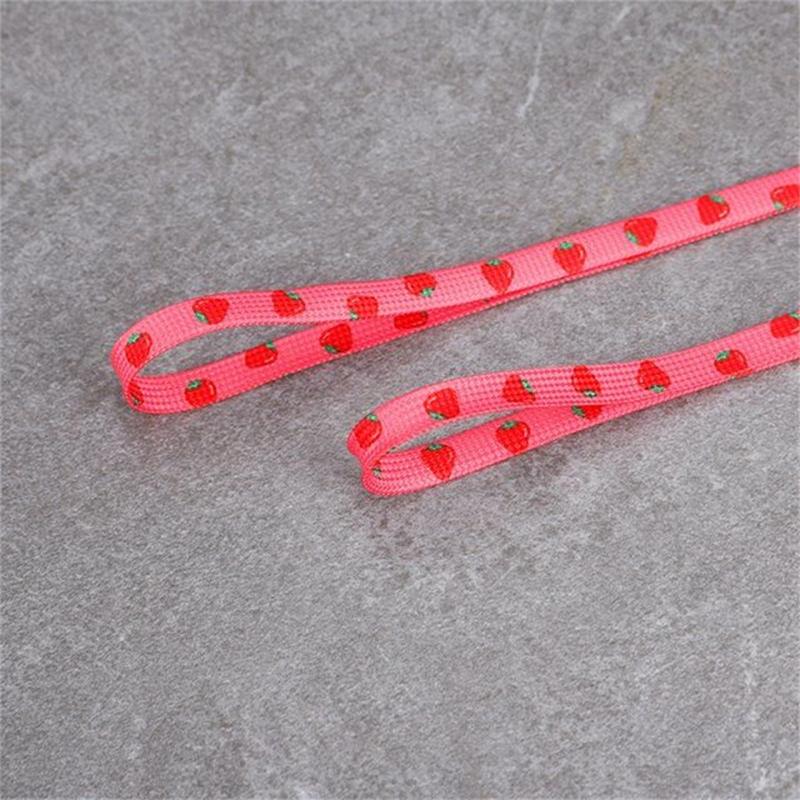 Flat Macaron Cute Shoelaces for Sneakers Pattern Print Fruit Shoelace Strawberry Grape Peach Orange Banana for AJ1 AF1 INS New