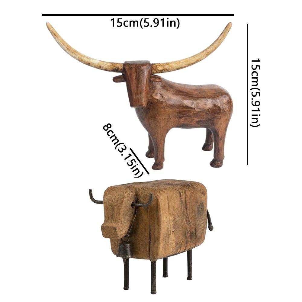 Rustic Longhorn Bull Sculpture Vintage Style Resin Bull Tabletop Statue Farmhouse