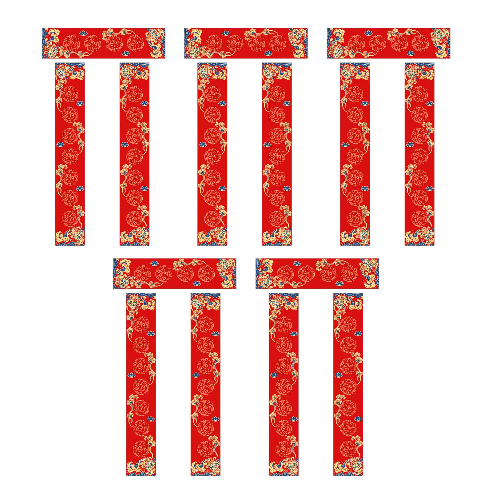 

5 Sets DIY Blank Couplet Paper Decorative Door Chunlian Red Xuan Calligraphy Paper for Shop Restaurant New Year Store Home Decor