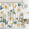 Floral Daisy Shower Curtain For Bathroom Bathtub Waterproof Plant Aesthetic Bathroom Curtain With Hooks Botanical Bath Curtain