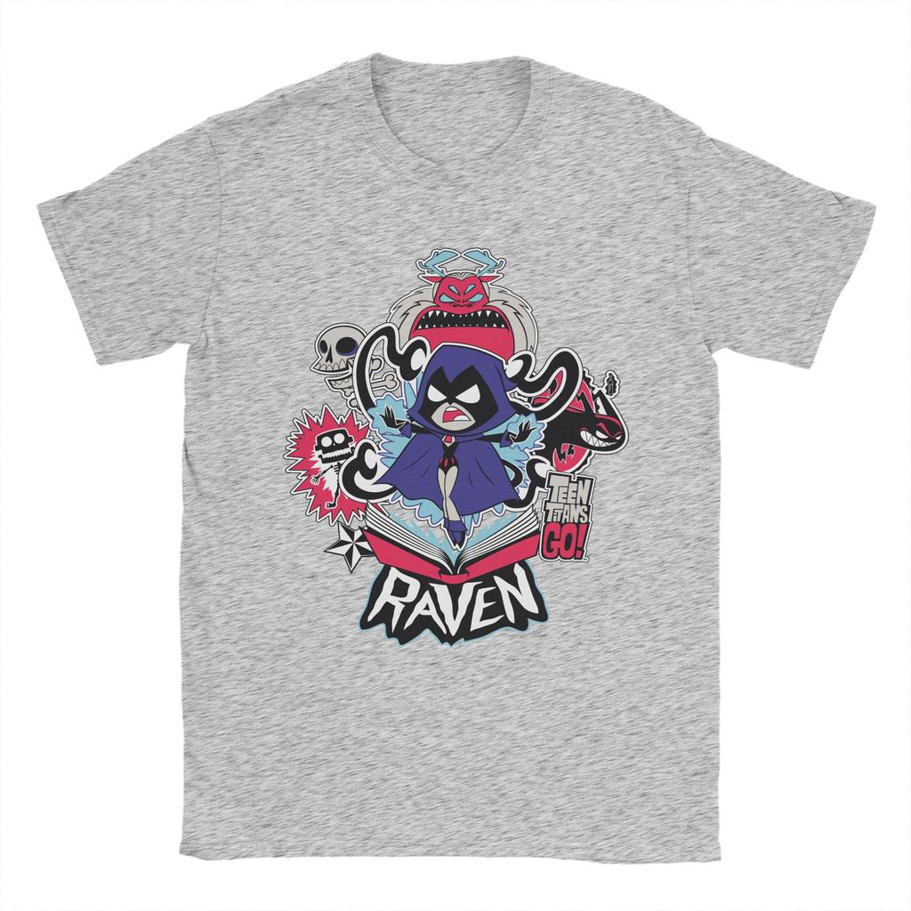 Kawaii Teen Titans Go Raven Demonic Powers Graphic Tshirt Men's O-neck Short Sleeve Tops  Cotton Summer Tops