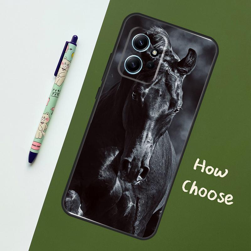 Beautiful Black Horse For Xiaomi Redmi Note 12S 11S 10S 9S Note 12 8 9 10 11 Pro Phone Case For Redmi 12 9 C 10C