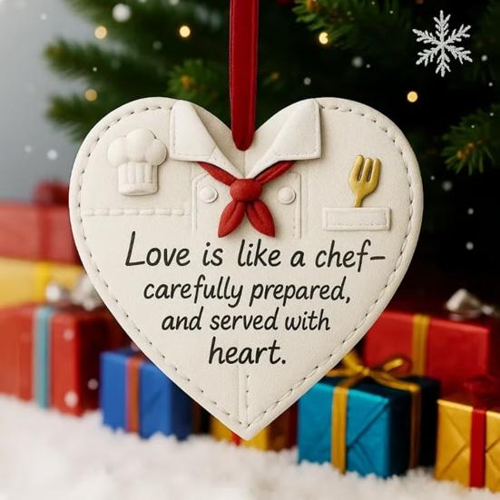 Occupational Love Heart Ornaments Heart Ornament to Honor Chef/Teacher/Builder/Firefighter for Christmas Tree Decor