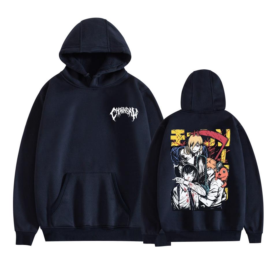 Mens Womens Hoodie Chainsaw Man Anime Hoodies Streetwear Casual Cartoon Printed Hooded Pullover Sweatshirts
