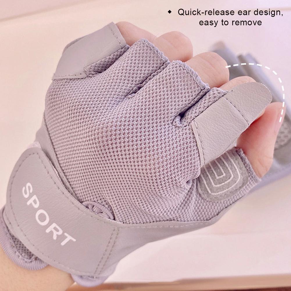 1Pair Women's Half Finger Fitness Gloves Anti-slip Wear-resistant Shock Absorption Workout Gloves for Kettlebell Training Yoga Cycling