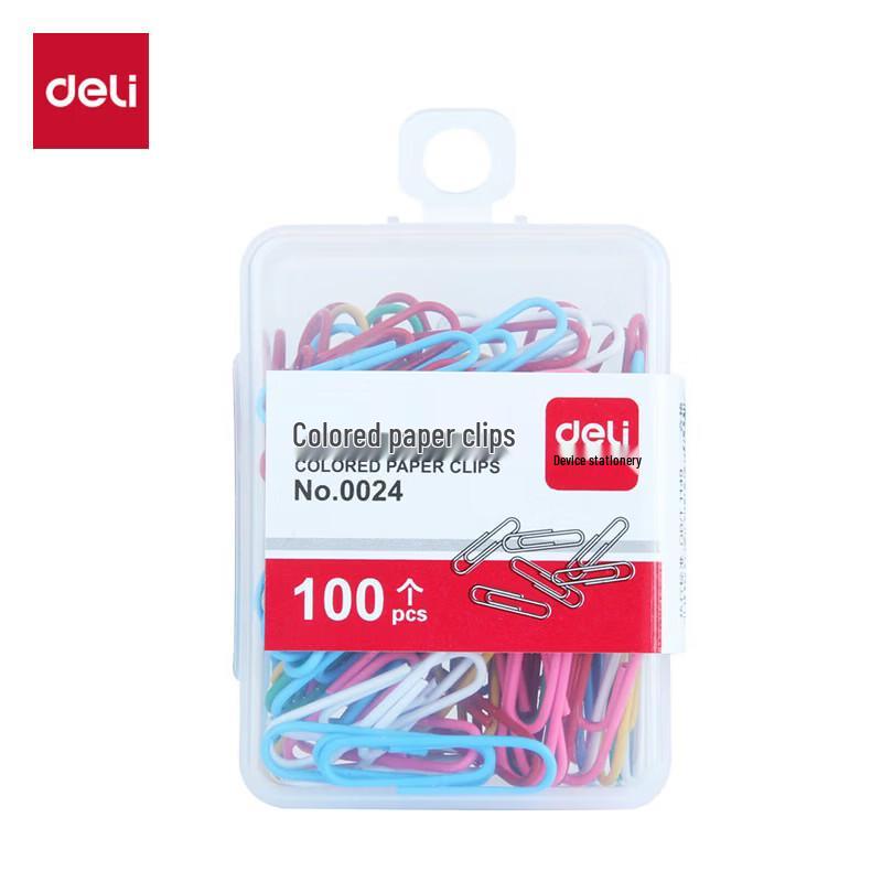 Deli 29mm Colored Metal Paper Clips, 1000 Count