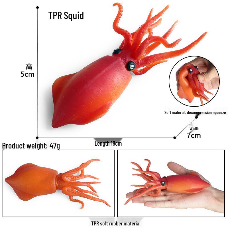 Kids' Marine Animal Model Stress Relief Toy Set: Pufferfish, Octopus, Crab, Shark, Dunkleosteus