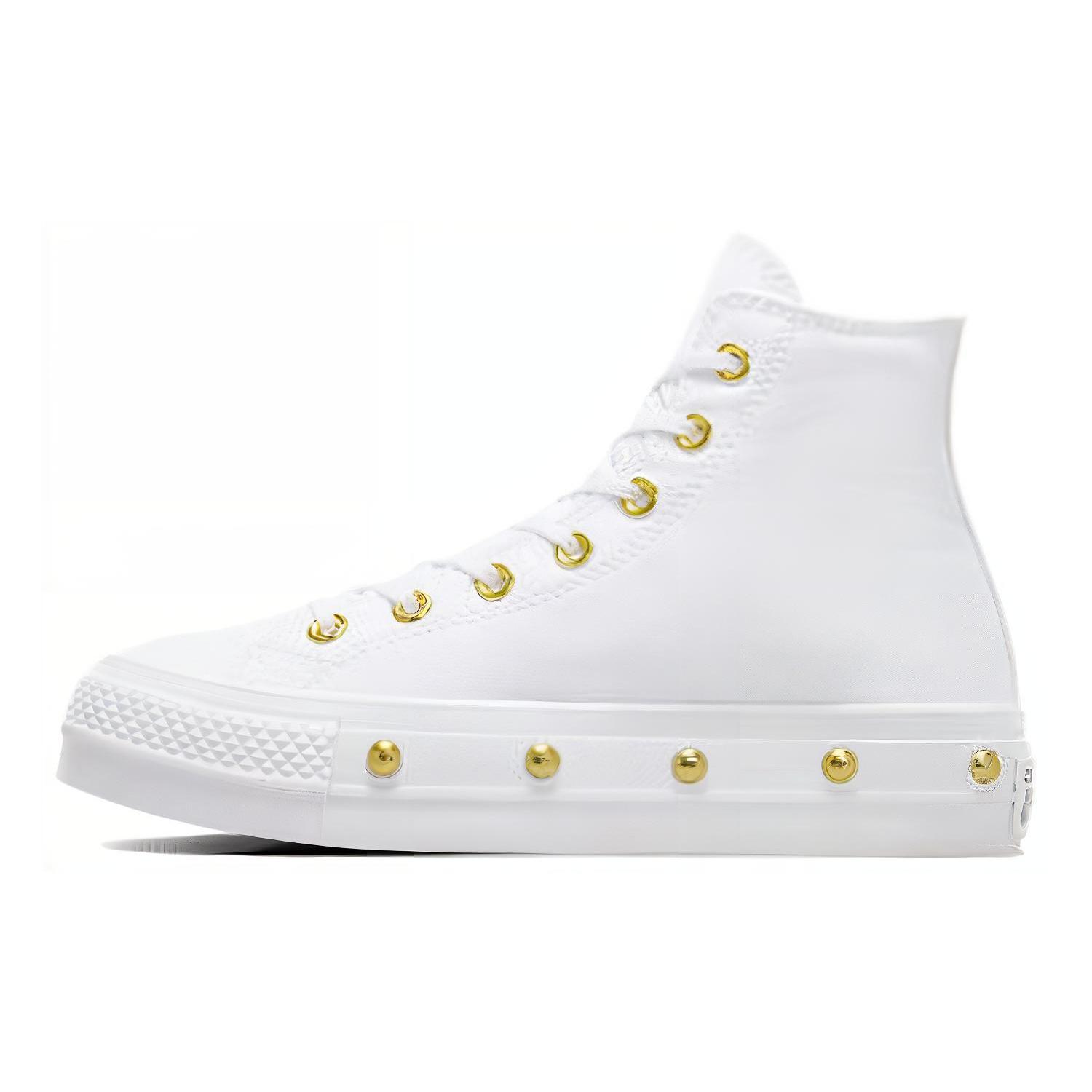 

New Converse Chuck Taylor All Star Studded Lift Platform White Gold Women s A06787C 36
