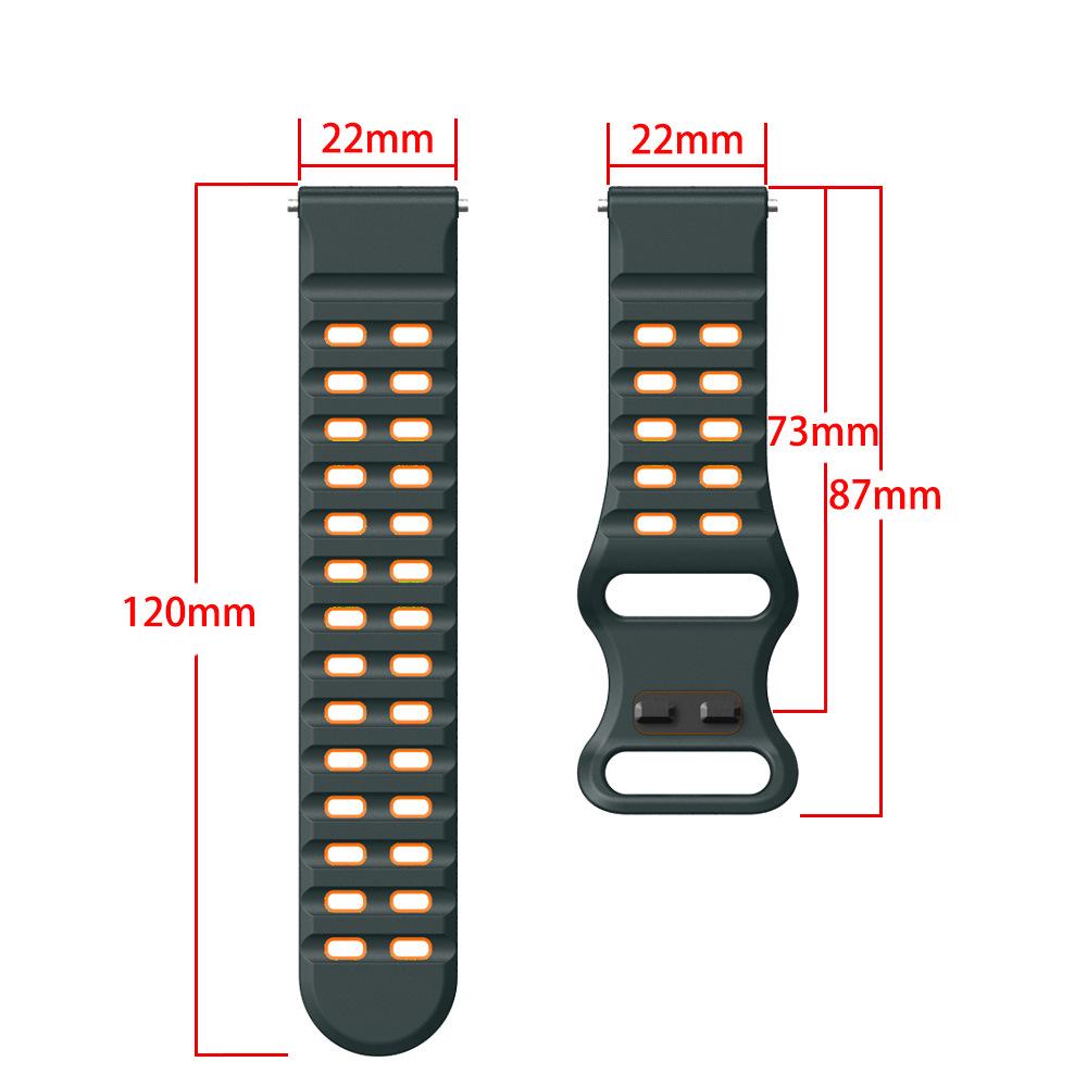 22mm Two-Color Silicone Watch Band for Huawei, Samsung, Garmin, Huami, Coros, Suunto, Xiaomi
