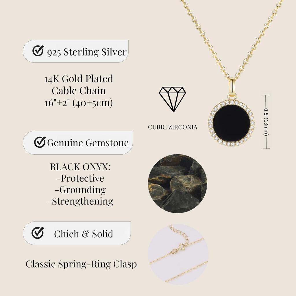 Onyx Bead Power Stone Amulet Necklace for Women [KOAI]