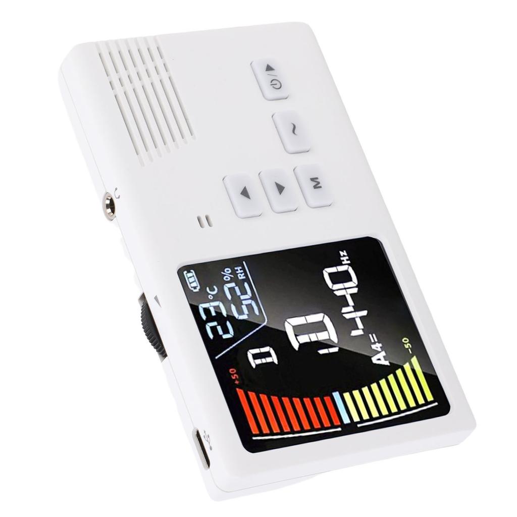 Metronome Tuner Rechargeable LED Display 3 In 1 Digital Tuner Tone Generator for Guzheng Guqin Erhu Pipa White