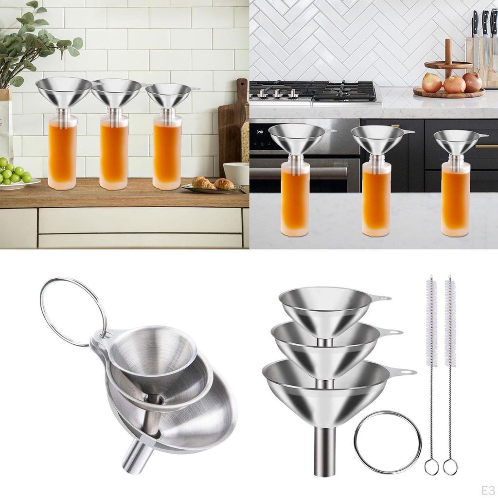 3 Piece Kitchen Funnel Set with Handles, Filling Bottles, Funnels for Transferring Ingredients,
