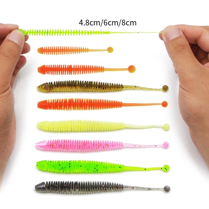 30Pcs Fishing Lures 4.8/6/8cm Artificial Worm Baits for Trout Fishing Swimbaits Soft Lures Tail Baits Fishing Tackle