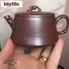 120ml Eleganta Yixing Lila Lerkannor Mästare Handgjorda Bambubladskanna Rå Malm Lila Lera Vattenkokare Kinesisk Zisha Teservis Hantverk