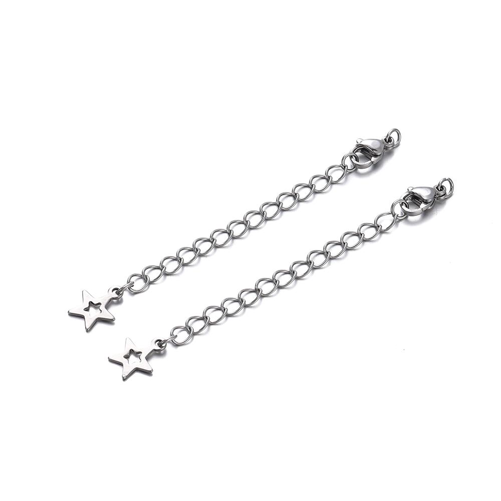 10pcs Stainless Steel Extension Extended Tail Chains Lobster Clasps Connectors DIY Jewelry Making Findings Bracelet Necklaces