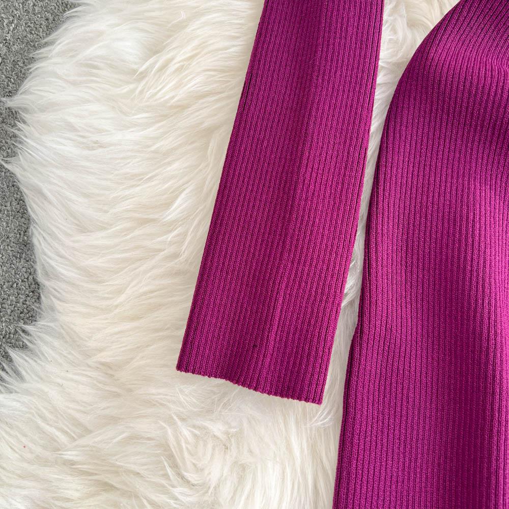 Elegantní kamínkové Tenký čtvercový výstřih bez zad Pletené tužkové šaty High Street Vintage večerní korejské sexy ženy podzimní zimní oblečení