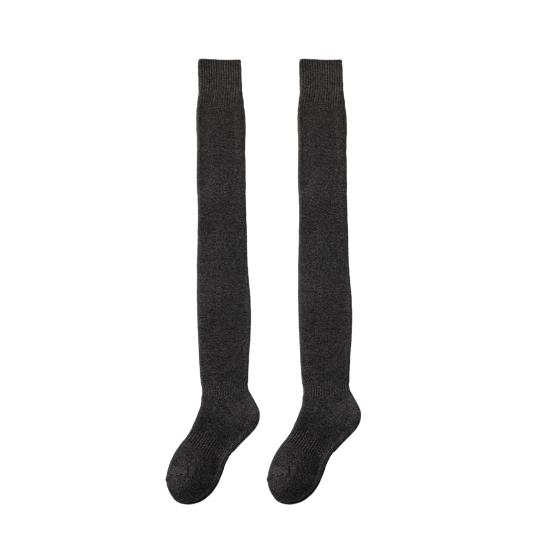 1 Pair Women Winter Warm Long Socks Solid Color Thickened Soft Thermal Stockings Fluffy Female Over Knee Socks
