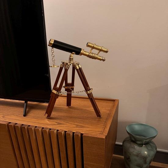 Brass Telescope with Handcrafted Wooden Tripod