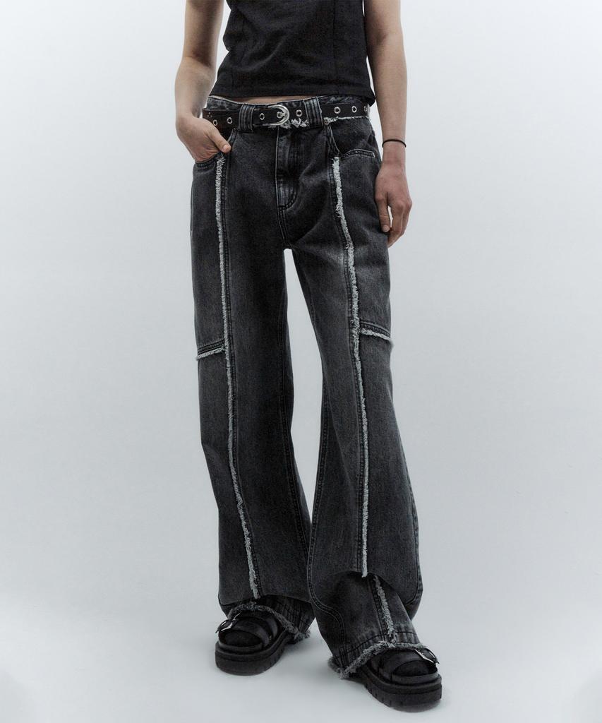 INSILENCE WOMEN Tassel Divide Denim Black