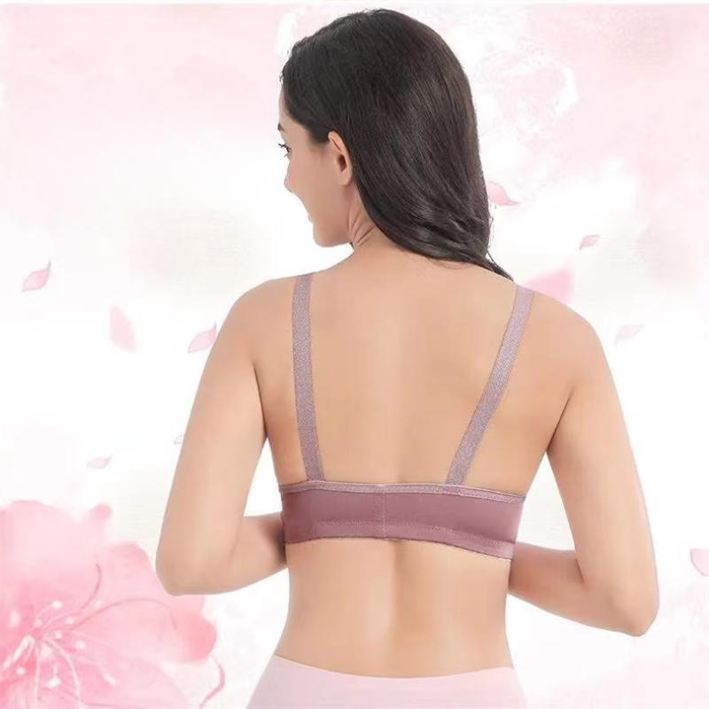 Bequemer, kabelloser Damen-BH ohne Bügel, große Größe, vollständig bedeckender Sport-BH mit Push-up-Vorderverschluss
