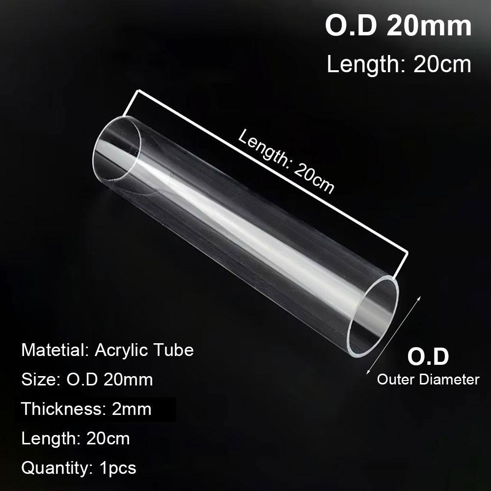 1 stk 20/50 cm Akrylrør Y.D. 16/20/25/32/40/50 mm Rørfittings Akvarierør Akvarietilbehør