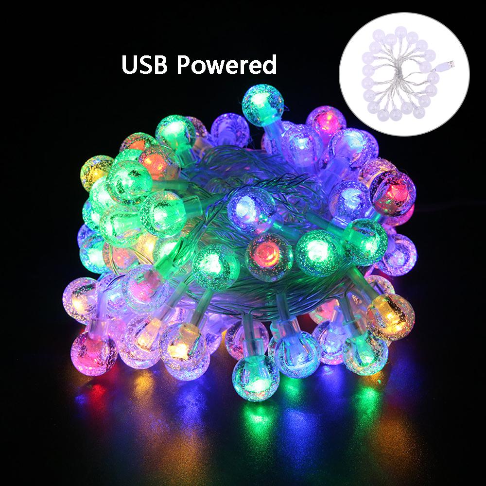 USB/Battery Powered Crystal Ball LED String Lights 1.5M 3M 6M Fairy Lights Garlands For Christmas Party Outdoor Decoration