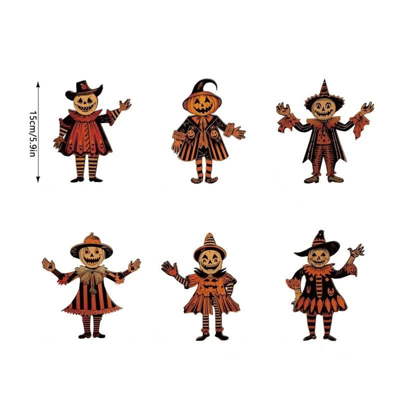 Vintage Halloween Decor Wood Party Wall Decoration Halloween Bunting Decoration Colorful Wood Hanging Banner For Event Decor