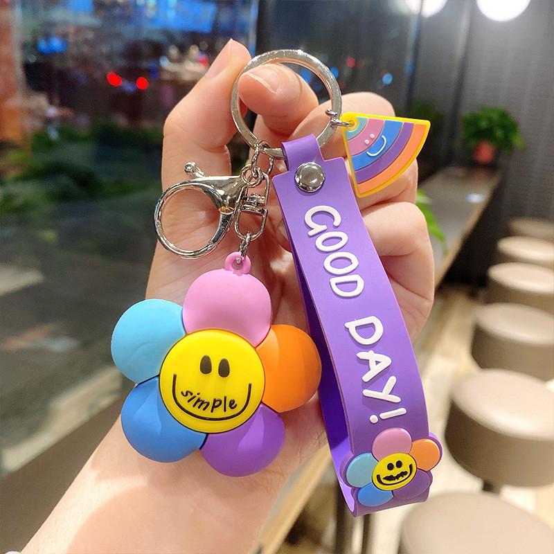 Colorful Adorable Smiley Face Keychain Cute Cartoon Pvc Keyring For Birthdays Parties And