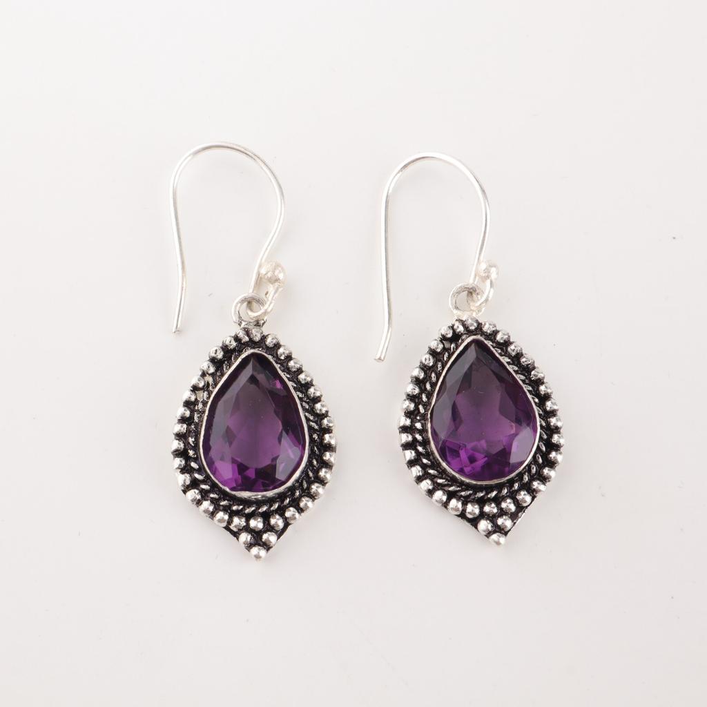 Amethyst Gemstone 925 Sterling Silver Handmade Jewelry Statement Women Earrings EE-164-12