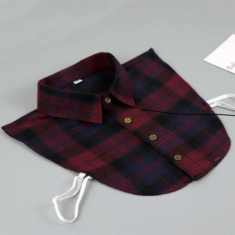Plaid Fake Collar Shirt Women And Men Size 38 To 44 Dachable Collar Half Shirt Women Men False Collar Tie White Lapel Faux Col