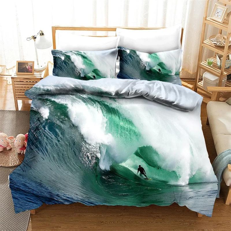 Strand Surfen Bettwäscheset Landschaft Bettdecke Mode Modern 3D-Druck Luxuriöses Bettbezugset Heimtextil Queen King Einzelgröße