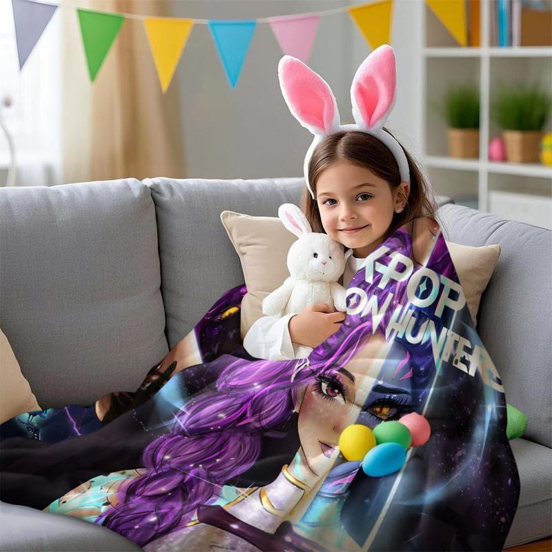 K-Pop Demon Hunters Blanket Hot Rumi Mira Zoey Fan Gifts Blanket Soft Fluffy Flannel Throw for Home Sofa Camping Travel Office