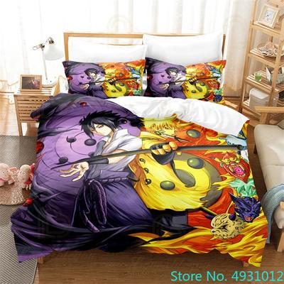 Comforter Kids Uzumaki Naruto Uchiha Sasuke Bedding Set Double King Size Bedroom Bed Decoration
