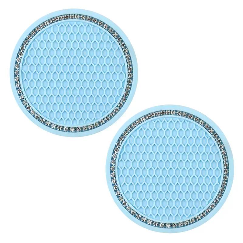2Pcs Car Coaster Water Cup Holder Anti-slip Pad Mat Silicone Gadget Round Heat Insulation Mats Car Interior Accessories