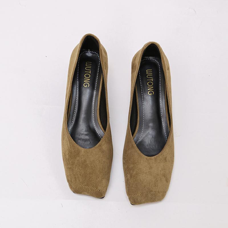 Fall New French Vintage Square Toe Suede Stiletto Heels Women s Shoes 34 коричневый