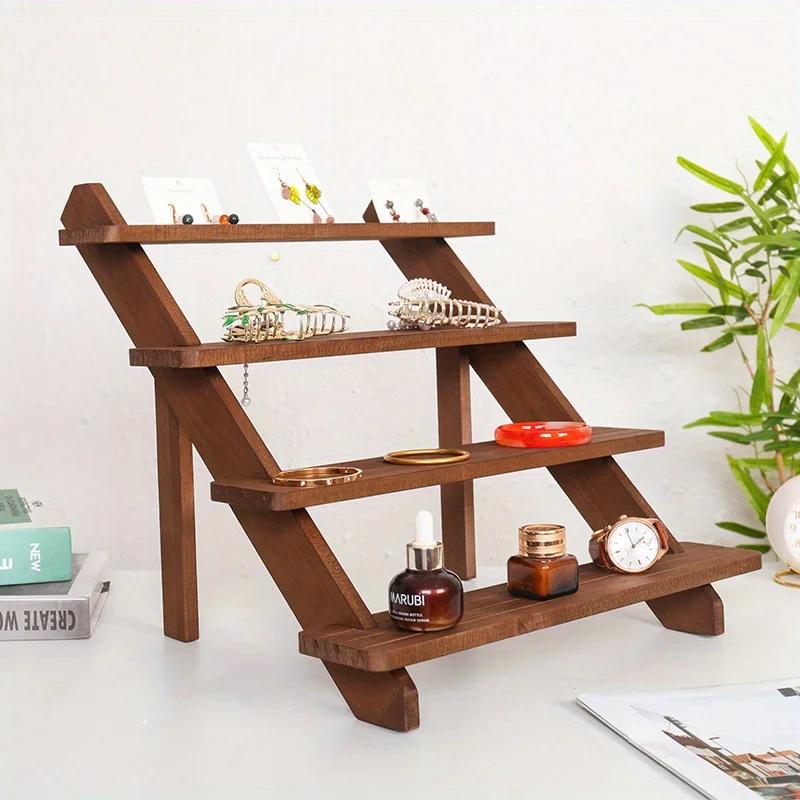 A Versatile Antique Wooden Display Stand: Suitable for Jewelry, Desserts, Etc. - Suitable for Home and Shop Use