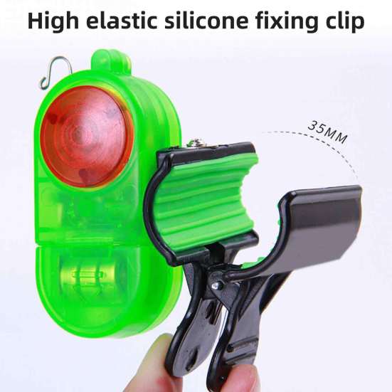 2Pcs Fishing Bite Alarm Lamp with Silicone Clip 80dB Night Fishing Rod Alert Light Sensitive Electronic Bite
