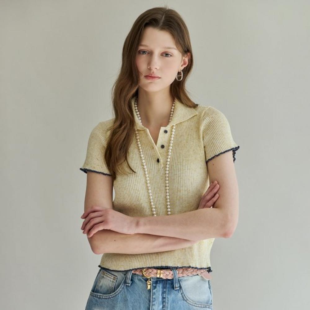 

Maxza Color Block Stripe Ribbed Collar Knit Zf06qk007na yellow/FREE