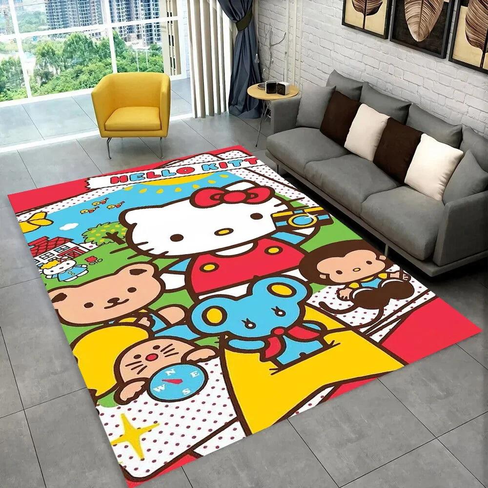 Sanrio Cartoon Girl Carpet New Hello Kitty Cat Rug for Bedroom Living Room Home Sofa Decor Children Crawling Mat