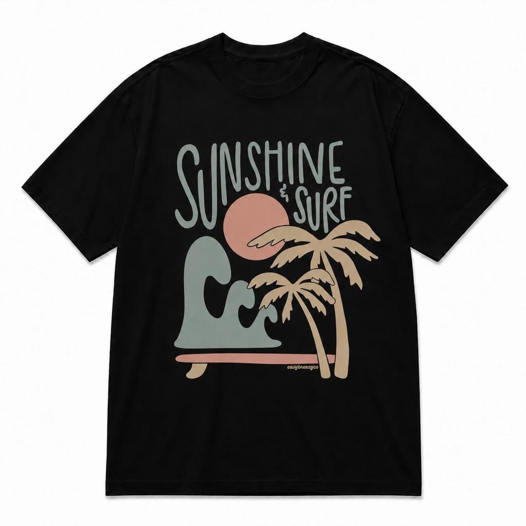 Sunshine & Surf Beach Tee Vintage Summer Graphic Shirt