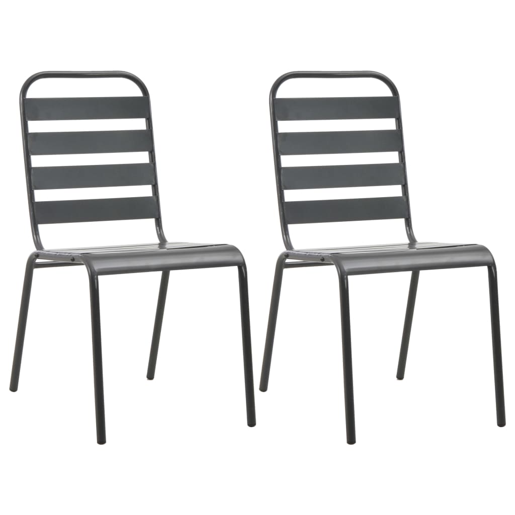 Stackable Garden Chairs 2 pcs Steel Gray