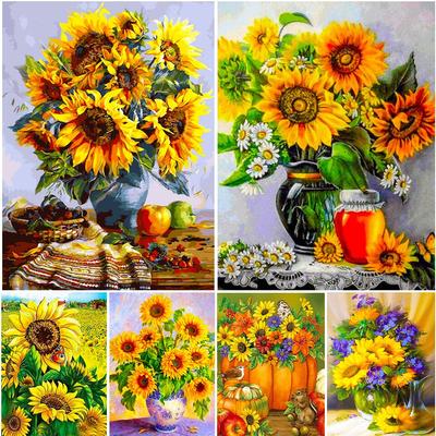 5D DIY Diamond Painting Sunflower Cross Stitch Kit Full Drill Embroidery Mosaic Flower Picture of Rhinestones Home Decor Gift