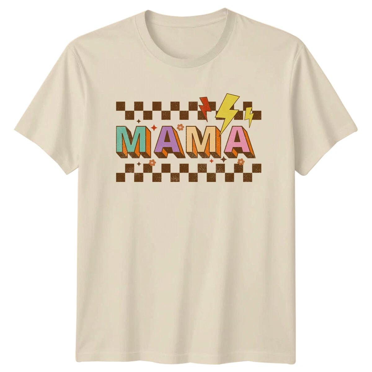 Retro Mama Checkered T-Shirt Mothers Day Groovy Mom T-Shirt XXXXL