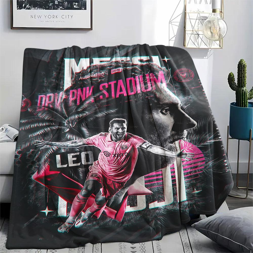 1PC Lionel Messi Patterned Flannel Blanket Suitable For All Seasons for Home Decor Warmth and Comfort Gifts Holiday Present