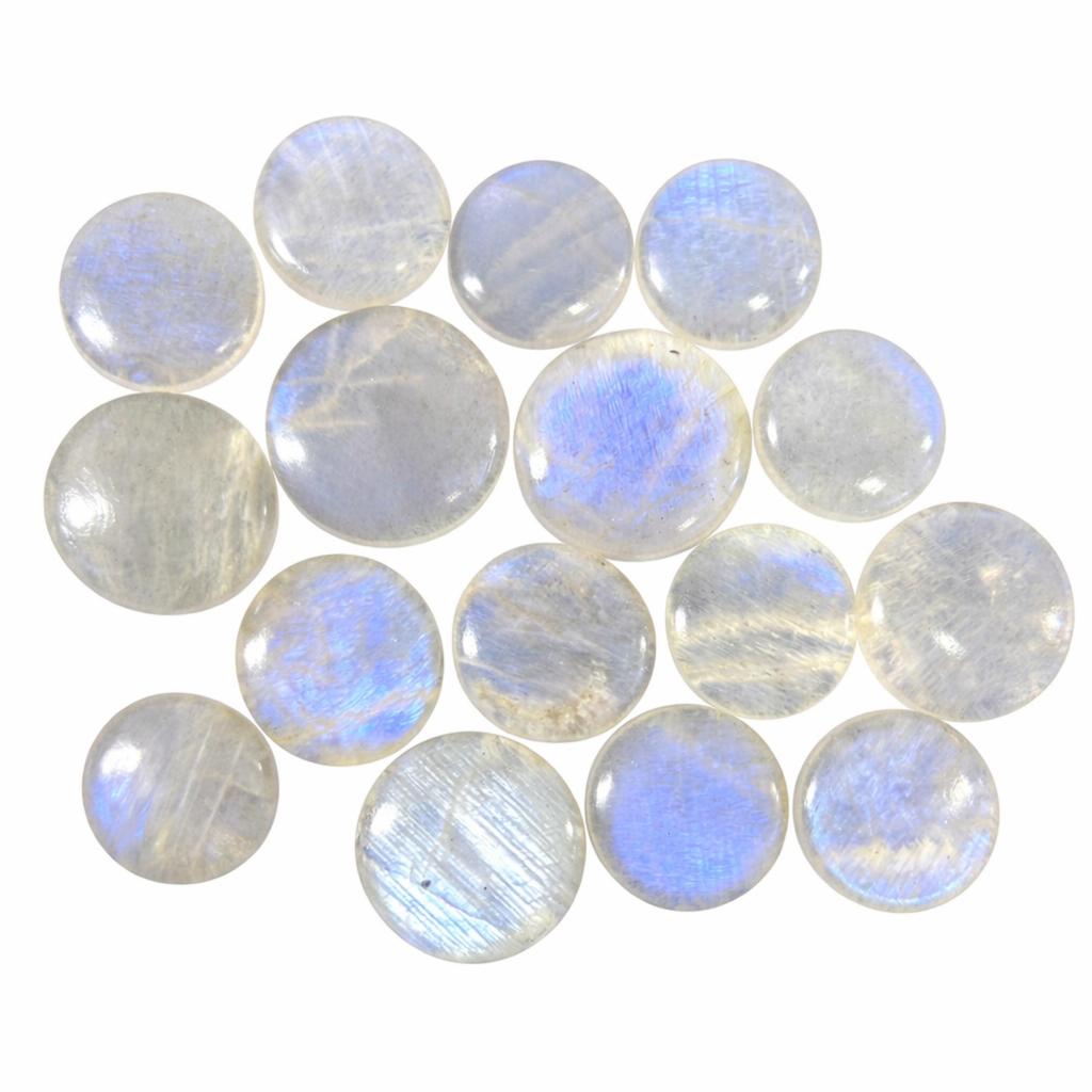 AAA Regenbogenmondstein Runde Cabochons (20–30mm) – Natürlicher Mondstein Edelstein, Handgefertigter loser Stein für die Schmuckherstellung