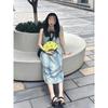 Retro Tie-dye Suspender Dress Women's Summer Loose Lazy Wind Sanya Seaside Vacation Beach Long Skirt