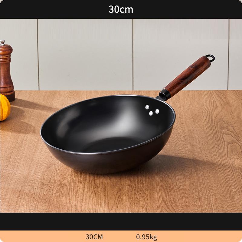 GIANXI High-Grade Handmade Iron Pan Without Coating Household Cooking Pots Health Wok Frying Pan Non-stick Frying Pan