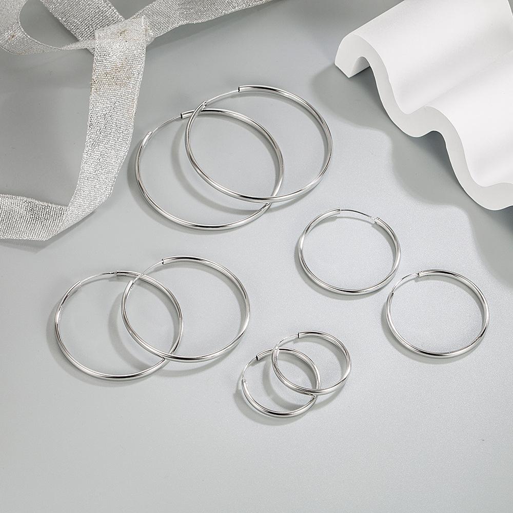 925 Silber 3MM Dick 3/4/5/6CM Creolen Ohrringe Für Damen Hochzeit Luxus Schmuck Accessoires Trend Schmuck