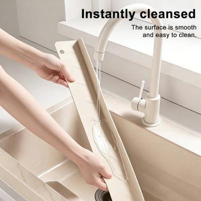 Silicone Sink Splash Guard Non-slip Suction Cup Water Splash Protector Reusable Kitchen Sink Countertop Edge Anti-Splash Shield Board